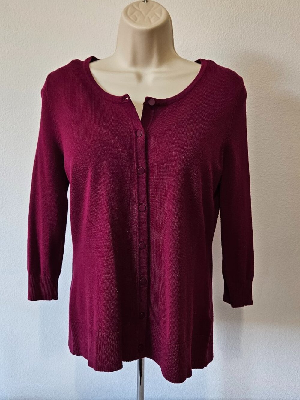 Dressbarn Button‑Front 3/4 Sleeve Cardigan Sweater - Picture 4 of 10